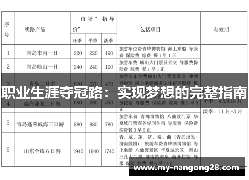 职业生涯夺冠路：实现梦想的完整指南