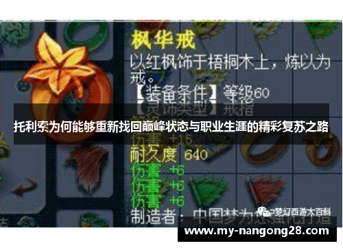 托利索为何能够重新找回巅峰状态与职业生涯的精彩复苏之路